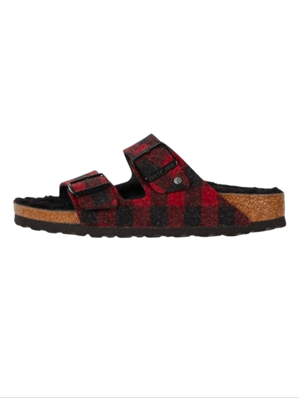 Birkenstock Arizona Wool Shearling Sandal Plaid Red